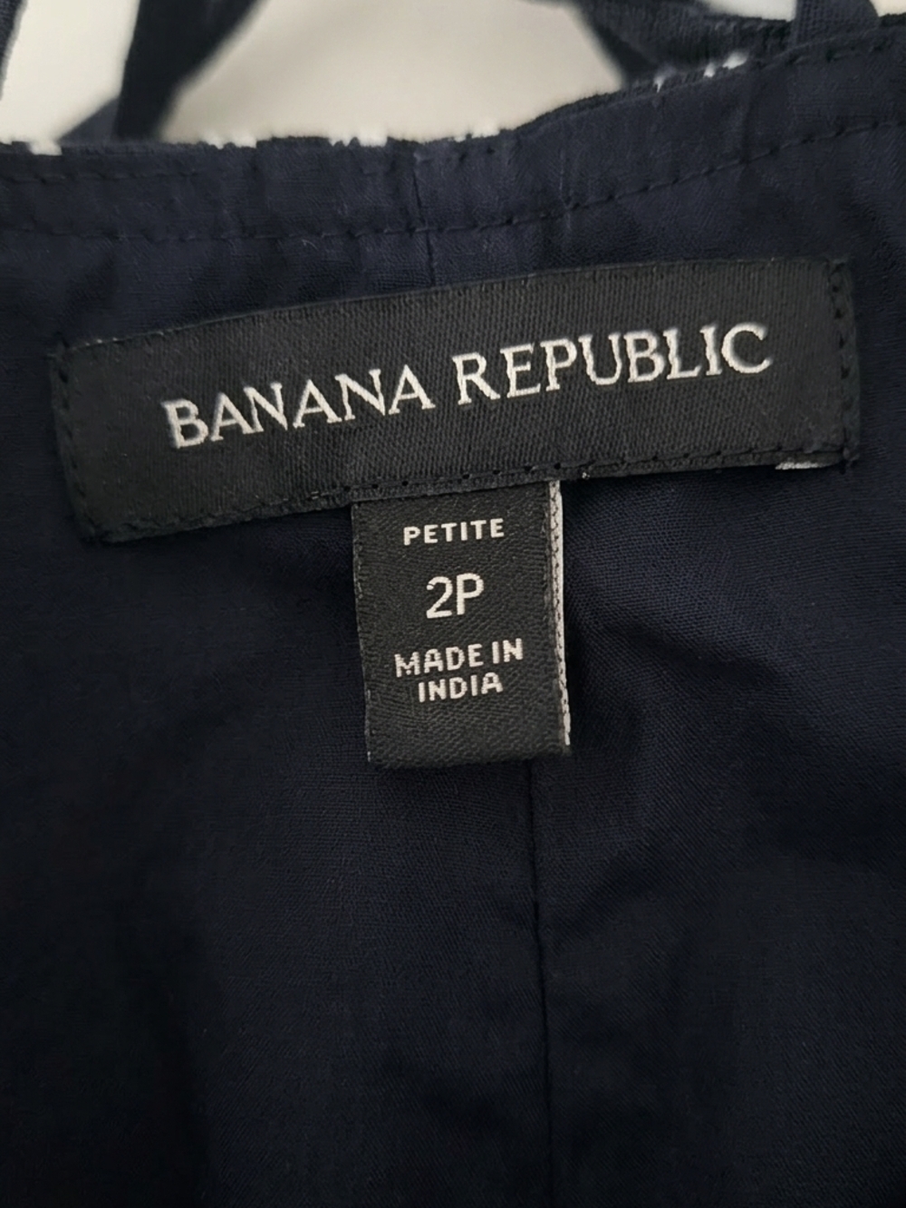 Banana Republic Petite 2P Black White Midi Dress Lined Strappy Back Flowy Summer - Picture 6 of 6